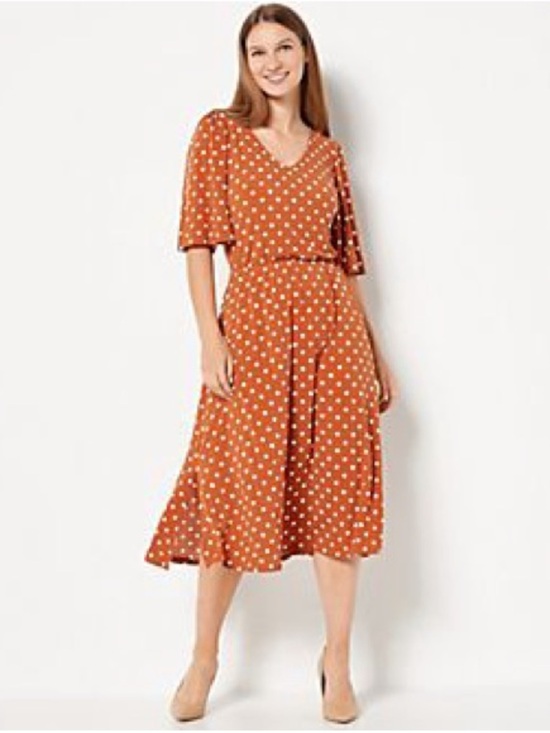 Girl With Curves Dresses & Skirts - Girl with Curves Polka Dot V-Neck Midi Dress 1X